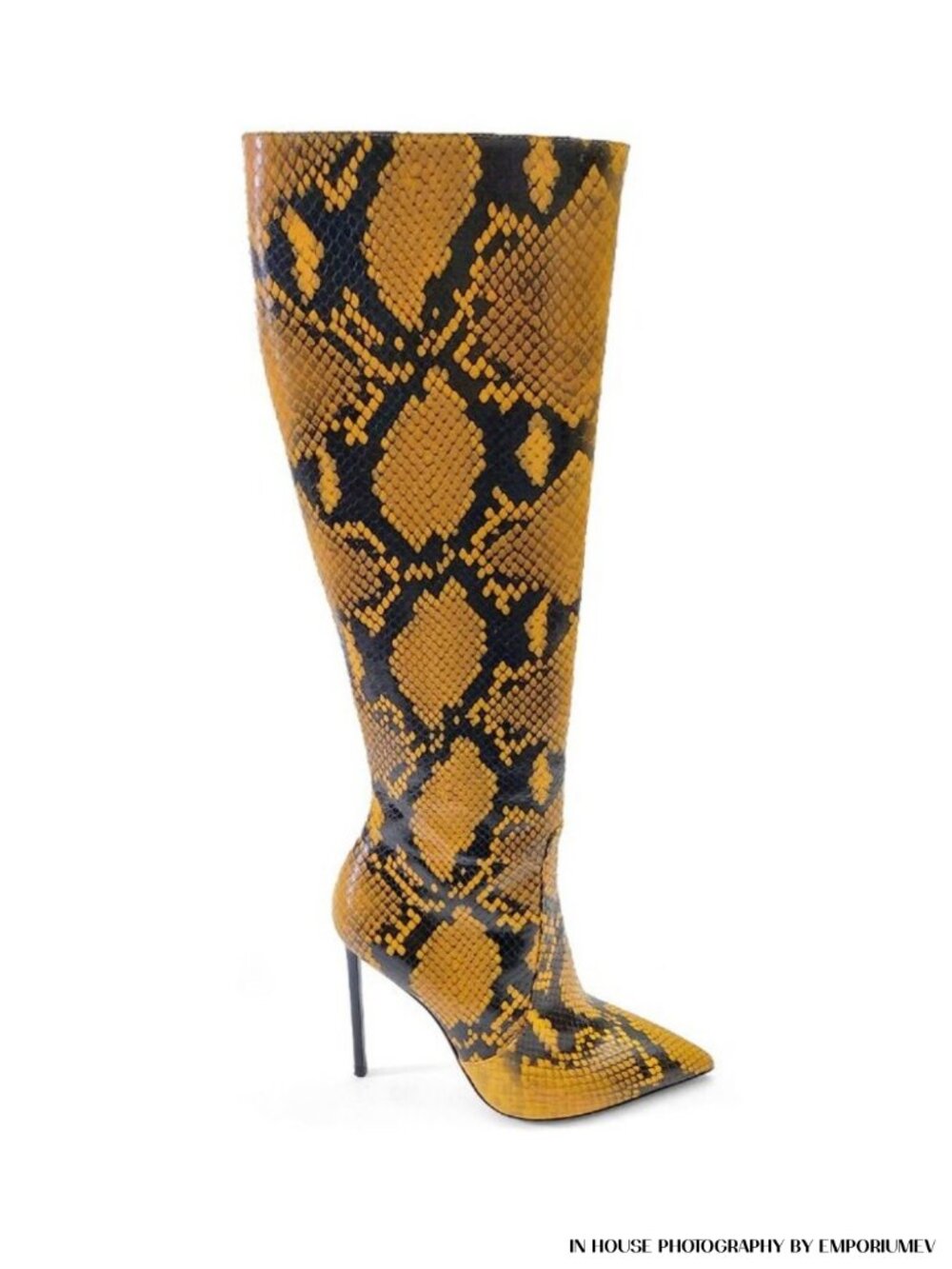 Bally Barbra 105 Yellow Python Print Leather High-heeled Boots Size 36 (0532)